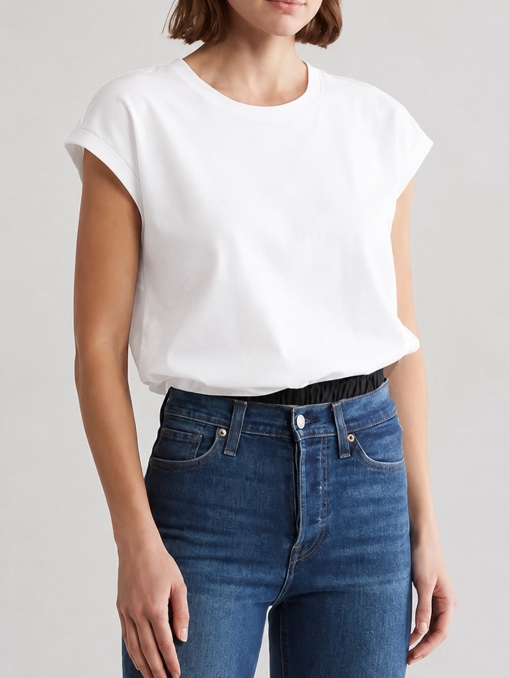 Madewell White Hedgehog Cap Sleeve Cropped Tee 100% Cotton size medium